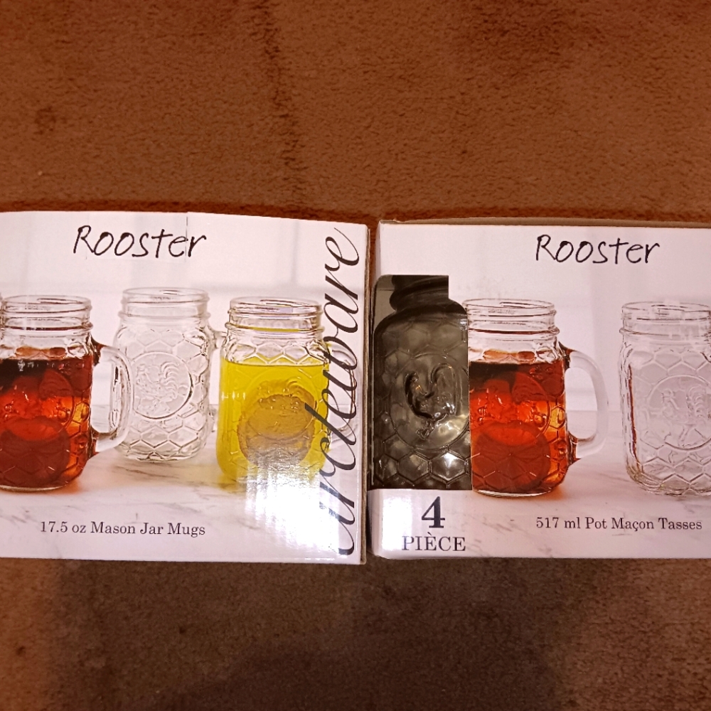 Rooster Mason jar mugs
